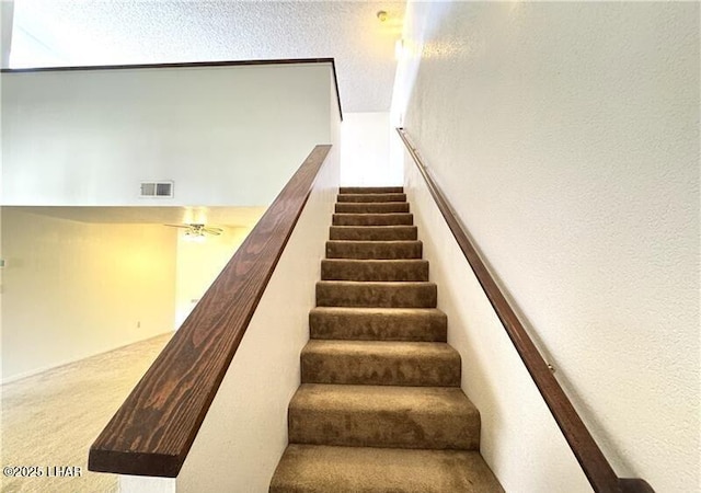 stairway with carpet floors