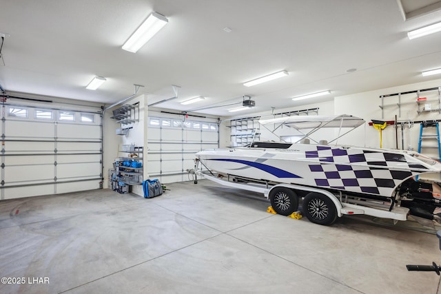 garage with a garage door opener