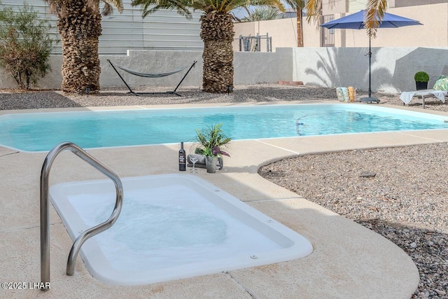 1364 Candy Dr, Lake Havasu City, AZ 86404 - view of swimming pool featuring a sink, a fenced in pool, and a fenced backyard