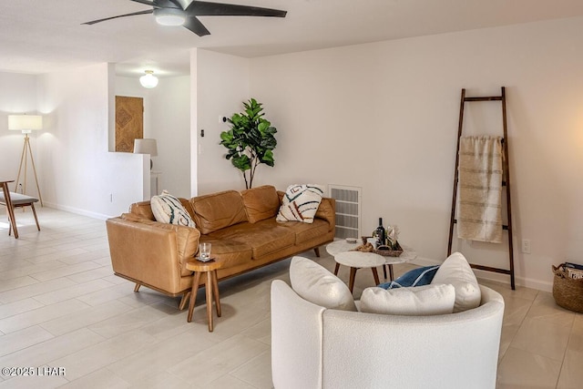 1364 Candy Dr, Lake Havasu City, AZ 86404 - living room featuring baseboards, visible vents, and a ceiling fan