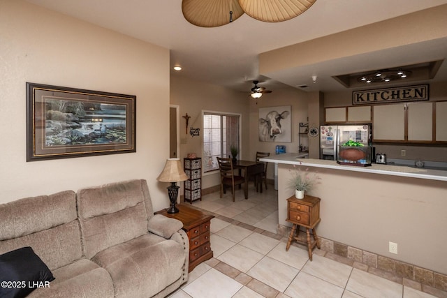 1650 Smoketree Ave S Unit 175, Lake Havasu City, AZ 86403 - living room featuring light tile patterned floors and a ceiling fan