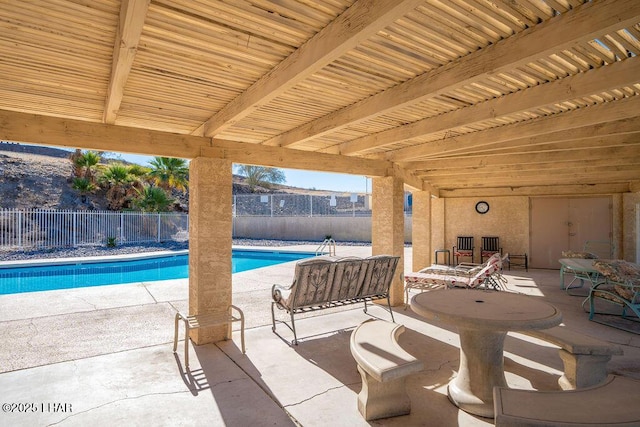 view of patio featuring a fenced backyard and a fenced in pool