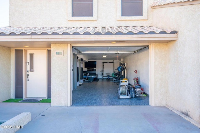 view of garage