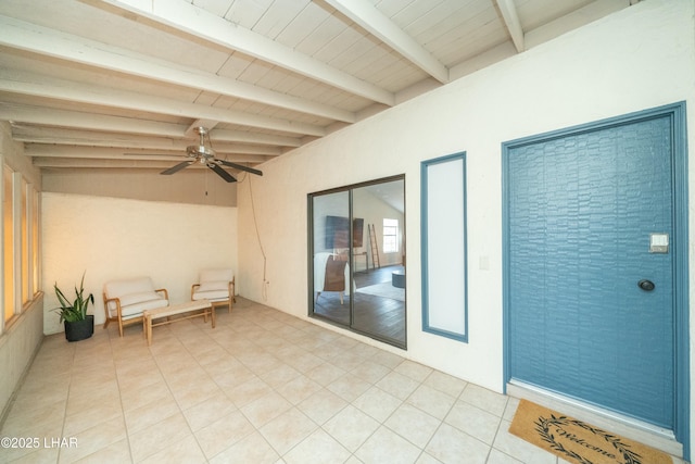 view of patio featuring ceiling fan