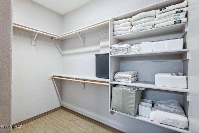 spacious closet with light wood-type flooring