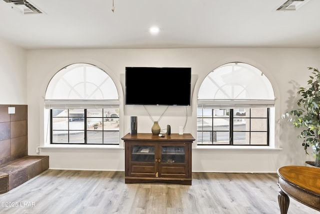 interior space with light hardwood / wood-style flooring