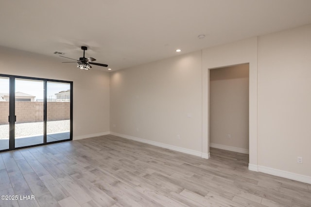 1650 E Sandra Dr, Lake Havasu City, AZ 86404 - spare room featuring ceiling fan, light wood-type flooring, recessed lighting, and baseboards