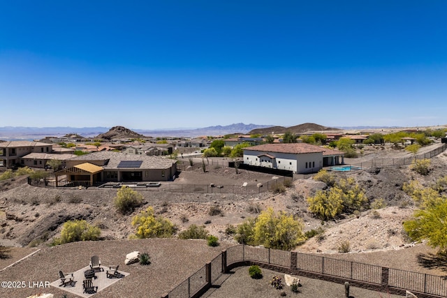 property view of mountains featuring a residential view