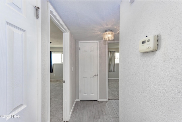1880 Biscayne Ln, Lake Havasu City, AZ 86403 - corridor with baseboards, a wealth of natural light, a textured wall, and wood finished floors