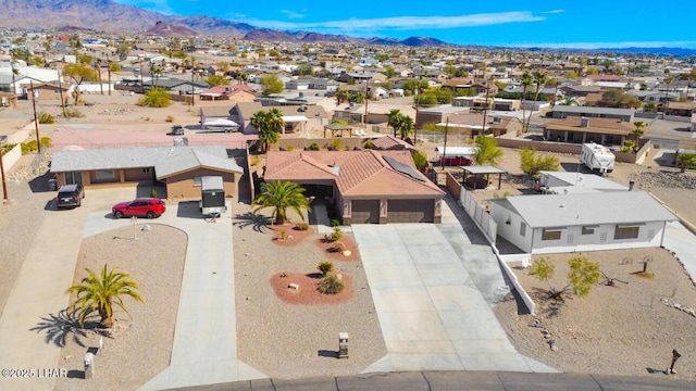 aerial view featuring a residential view and a mountain view