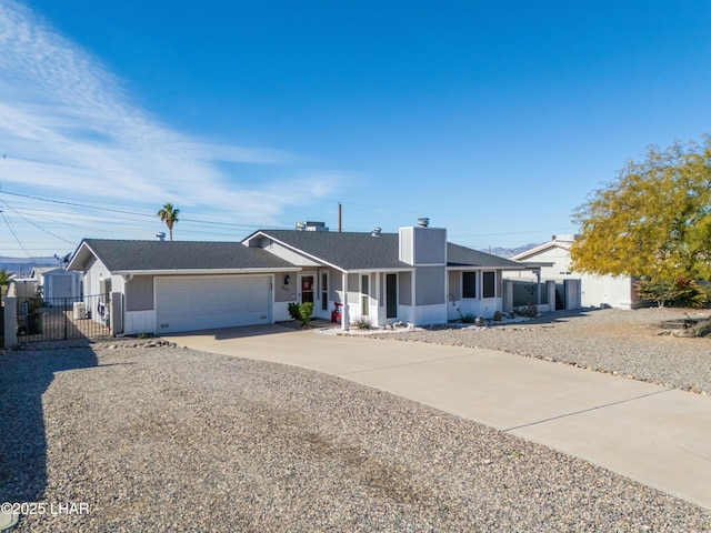 single story home with a garage