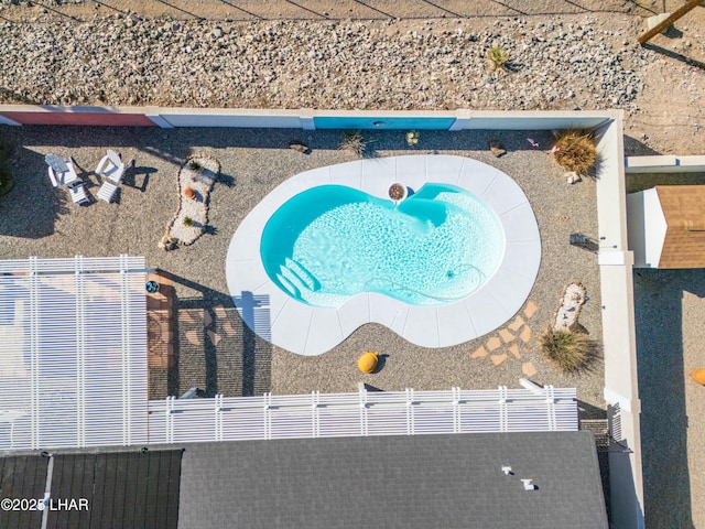 drone / aerial view featuring a hot tub