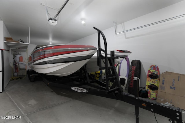 garage with a garage door opener