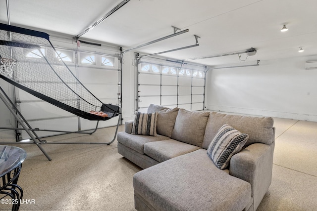 garage featuring a wall unit AC