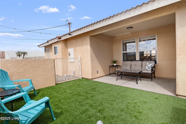 view of yard with a patio area and fence