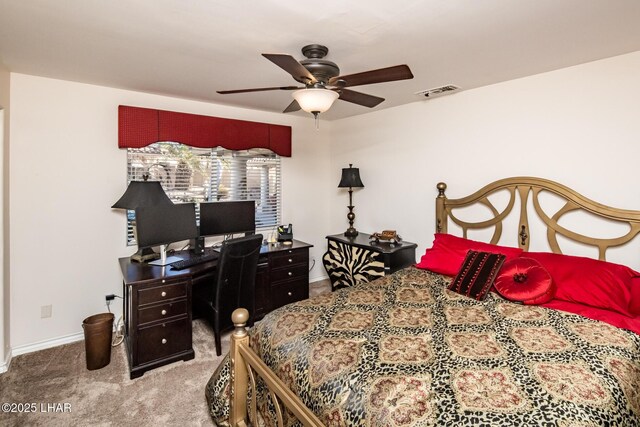 bedroom with carpet floors and ceiling fan