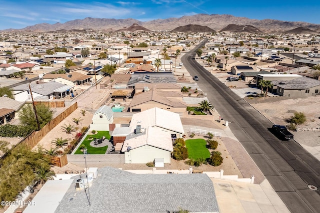 bird's eye view with a mountain view