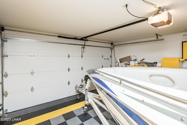 garage with a garage door opener