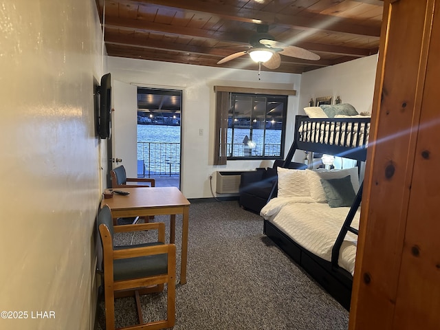 9378 Riverside Dr, Parker, AZ 85344 - bedroom with wood ceiling, carpet flooring, and beamed ceiling