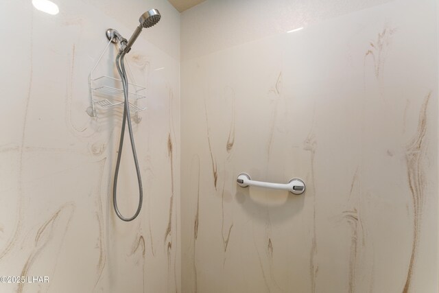 interior details with a marble finish shower