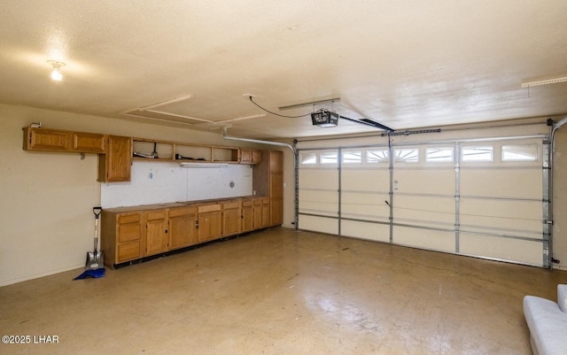 garage with a garage door opener