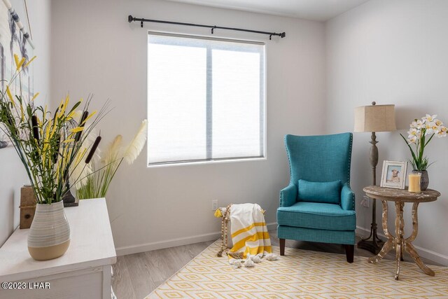 sitting room featuring light wood-type flooring and a wealth of natural light