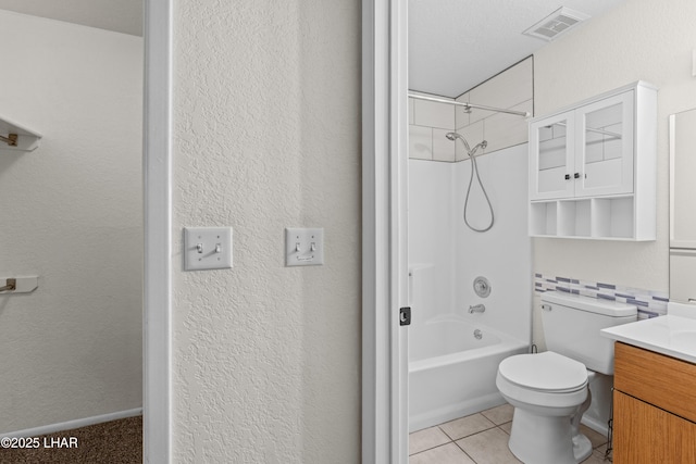 2094 Mesquite Ave Unit 113, Lake Havasu City, AZ 86403 - bathroom featuring vanity, shower / bathtub combination, tile patterned floors, and a textured wall