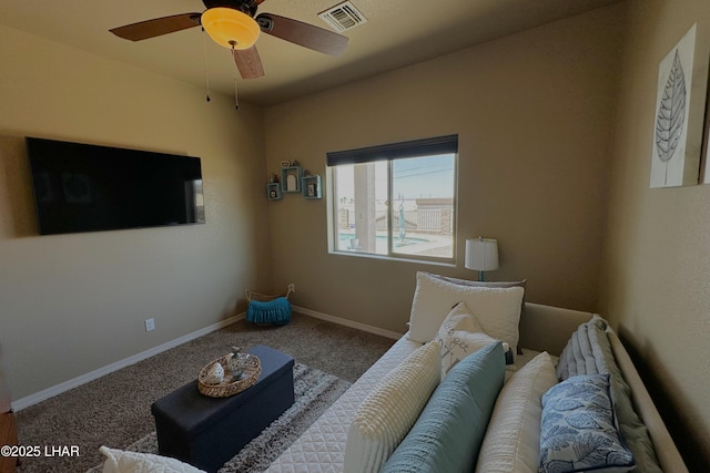 2969 Pony Cir, Lake Havasu City, AZ 86406 - living area with carpet and a ceiling fan
