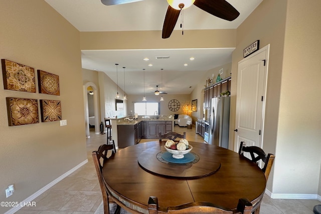 2969 Pony Cir, Lake Havasu City, AZ 86406 - dining room featuring a ceiling fan and recessed lighting