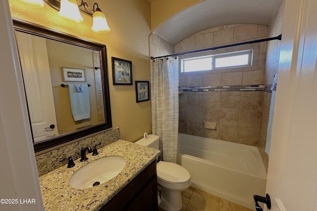2969 Pony Cir, Lake Havasu City, AZ 86406 - bathroom with vanity, shower / bath combo with shower curtain, and tile patterned floors