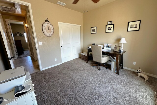2969 Pony Cir, Lake Havasu City, AZ 86406 - carpeted office space featuring ceiling fan and baseboards