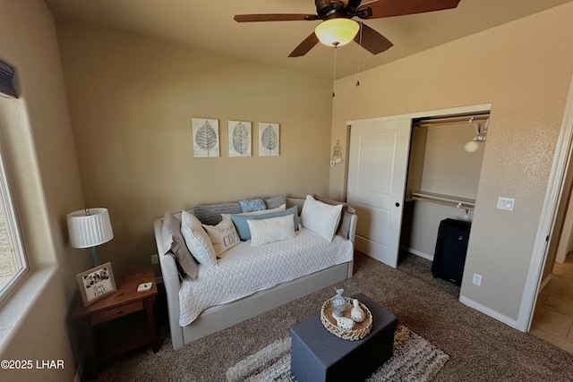 2969 Pony Cir, Lake Havasu City, AZ 86406 - carpeted bedroom with ceiling fan and baseboards