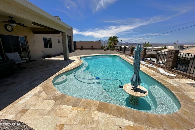 2969 Pony Cir, Lake Havasu City, AZ 86406 - view of swimming pool with a fenced backyard, a patio, and a ceiling fan