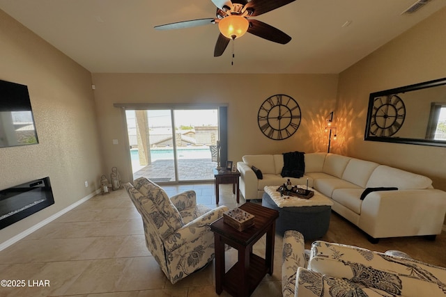 2969 Pony Cir, Lake Havasu City, AZ 86406 - living room featuring healthy amount of natural light, light tile patterned floors, and a ceiling fan