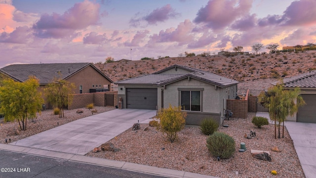 view of front of house with a garage