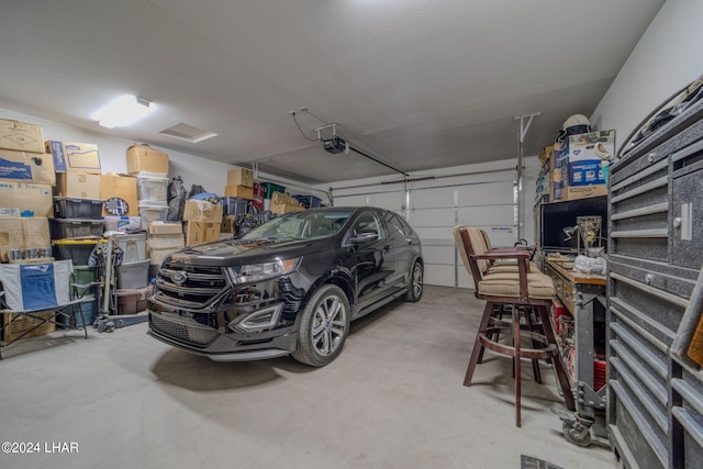 garage with a garage door opener