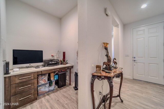 office space featuring light wood-type flooring