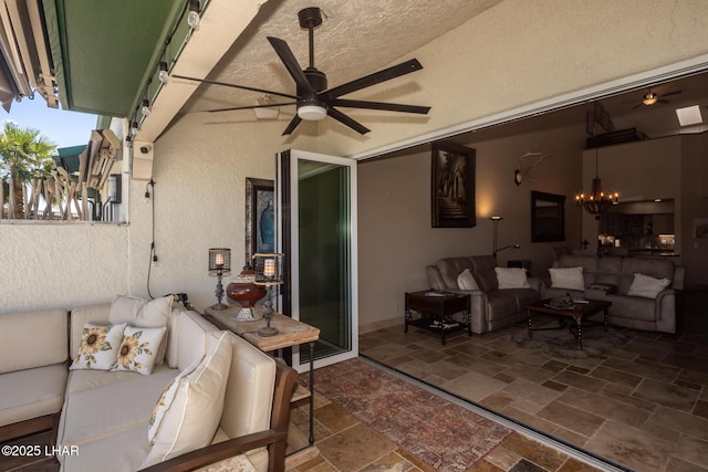 1415 Mcculloch Blvd N Unit 102, Lake Havasu City, AZ 86403 - view of patio featuring a ceiling fan and an outdoor hangout area
