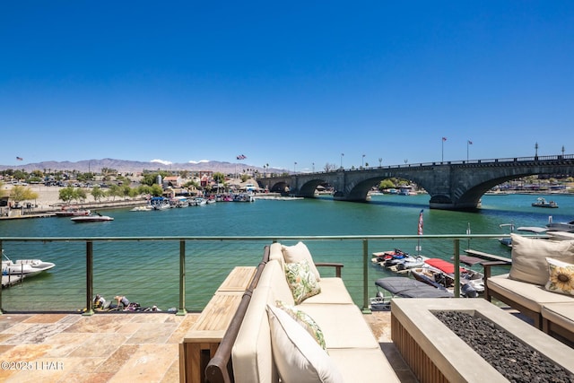 1415 Mcculloch Blvd N Unit 102, Lake Havasu City, AZ 86403 - water view with an outdoor fire pit and a mountain view
