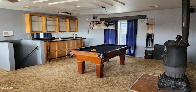 4527 Katie Ln, Cibola, AZ 85328 - recreation room with carpet, billiards, visible vents, and wet bar