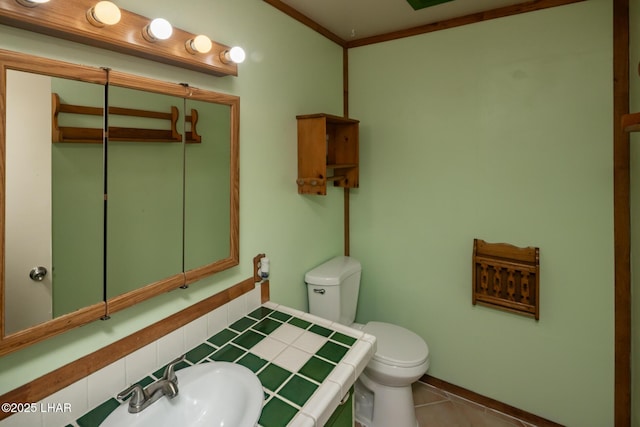 1116 W 4th St, Parker, AZ 85344 - half bath with backsplash and tile patterned floors