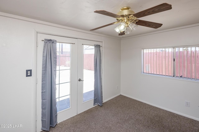 1116 W 4th St, Parker, AZ 85344 - carpeted spare room with french doors and a ceiling fan