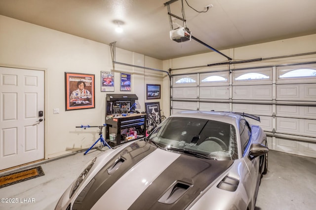 garage with a garage door opener