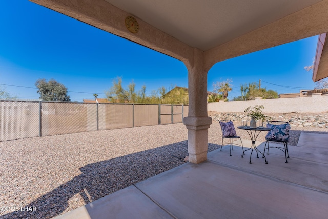 view of patio featuring a fenced backyard