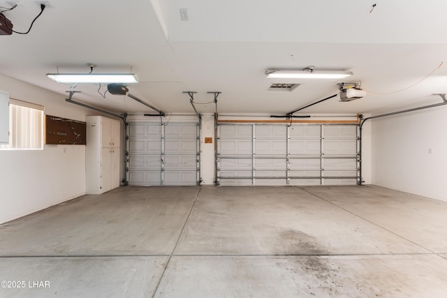 garage with a garage door opener