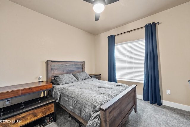 bedroom featuring carpet flooring and ceiling fan