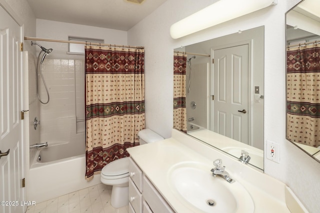 4080 Albacore Dr, Lake Havasu City, AZ 86406 - bathroom with toilet, vanity, and shower / bathtub combination with curtain