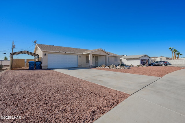 ranch-style home with a garage