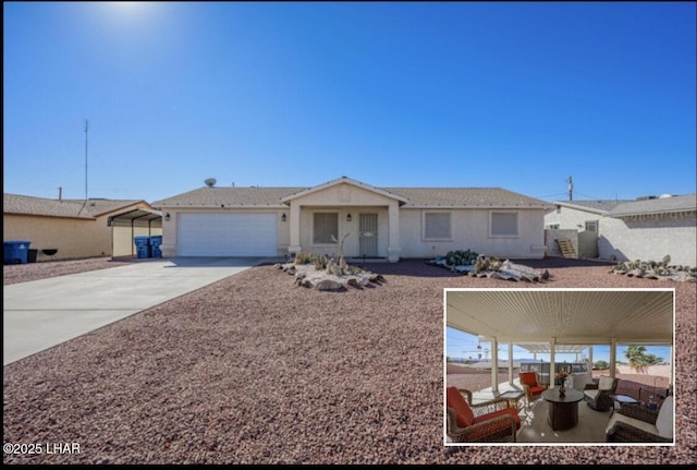 ranch-style home with a garage