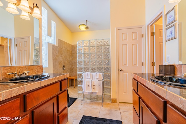 2335 Palo Verde Blvd N, Lake Havasu City, AZ 86404 - full bath with tile patterned flooring, a walk in shower, and two vanities